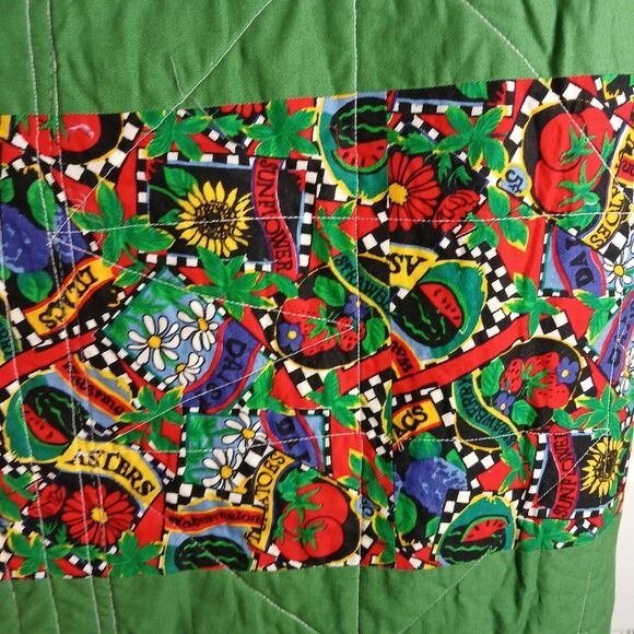 Colorful Childrens Patchwork Quilt with Embroidered Center 45 X 45 - Picture 6 of 9